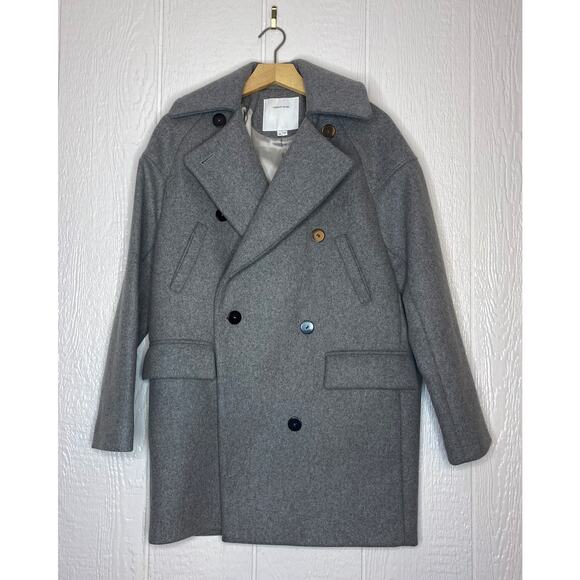 SURFACE TO AIR "Maple" Wool Grey Cocoon Oversized Pea Coat EU 36 - Picture 6 of 12
